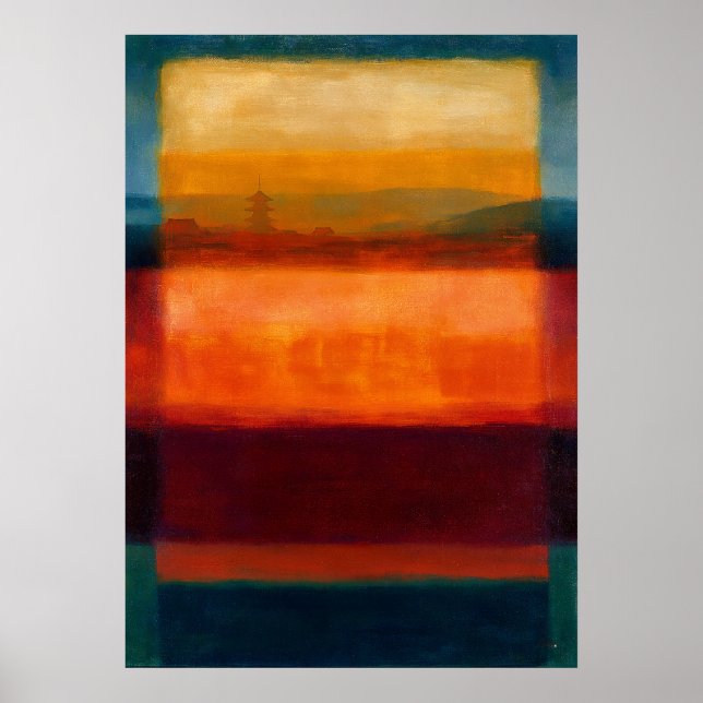 Zentrales Zen-Tempel-Horizont-Farb-Feld-Abstrakt  Poster (Vorne)
