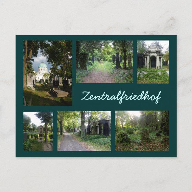 Zentralfriedhof Collage Postkarte (Vorderseite)