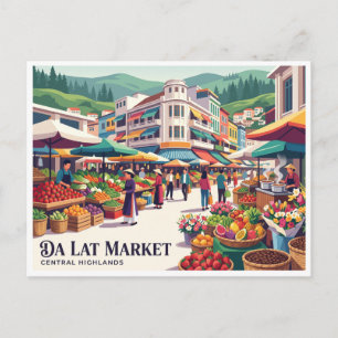 Zentralmarkt Da Lat Vietnam Postkarte