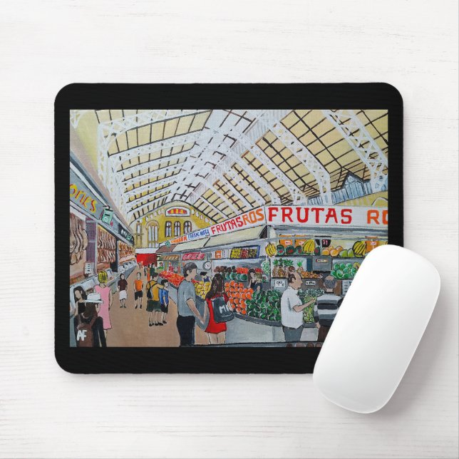 Zentralmarkt von Valencia Gemälde von Alfred Fox Mousepad (Mit Mouse)
