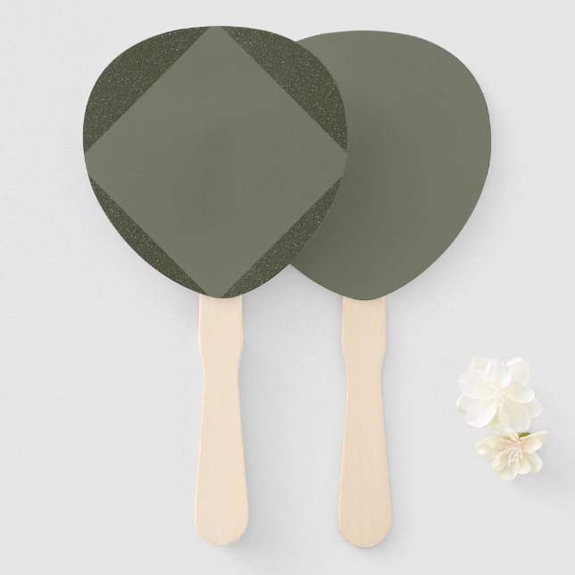Zentrierte Diamond Oval Fans in Moss Green Fächer (Vorne und Hinten)