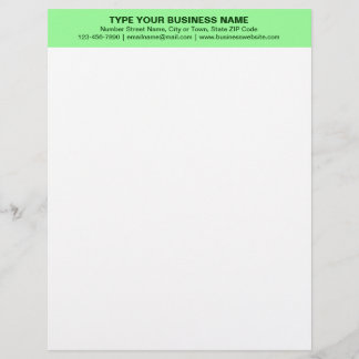 zentrierte Schlichte Texte, leicht grüne Überschri Briefbogen