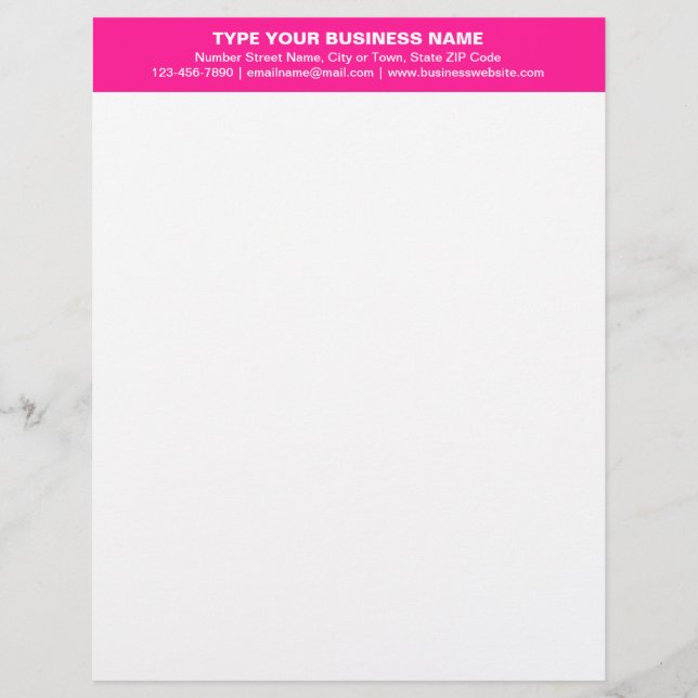 zentrierte Schlichte Texte zur rosa Überschrift vo Briefbogen (Vorderseite)