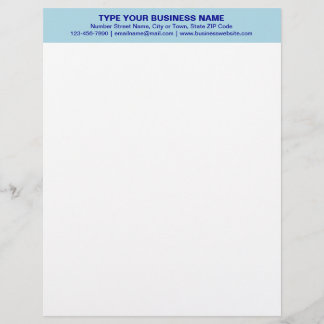 zentrierte und monochrome blaue Überschrift Briefbogen