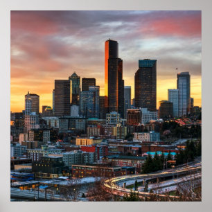 Zentrum Kolumbiens und Innenstadt Seattle, Seattle Poster