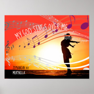 Zeph 3:17 MEIN GOTT SINGE ÜBER MIR Personalisiert Poster