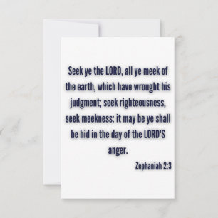 Zephaniah 2:3 KJV Bible Verse Flat Gruß Karte