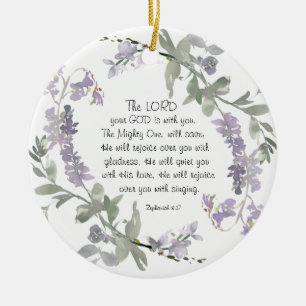 Zephaniah 3:17 Er wird sich über dich freuen Keramik Ornament