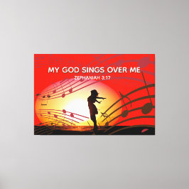 Zephaniah 3:17 | MEIN GOTT SIND ÜBER MIR | CHRISTL Leinwanddruck