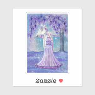 Zephyr Einhorn- und Märchenkunst von Renee Lavoie Aufkleber