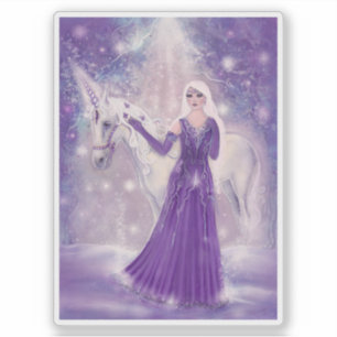 Zephyr Einhorn- und Märchenkunst von Renee Lavoie Aufkleber