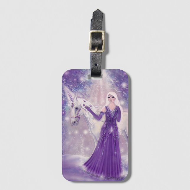 Zephyr Einhorn- und Märchenkunst von Renee Lavoie Gepäckanhänger (Vorderseite Vertikal)