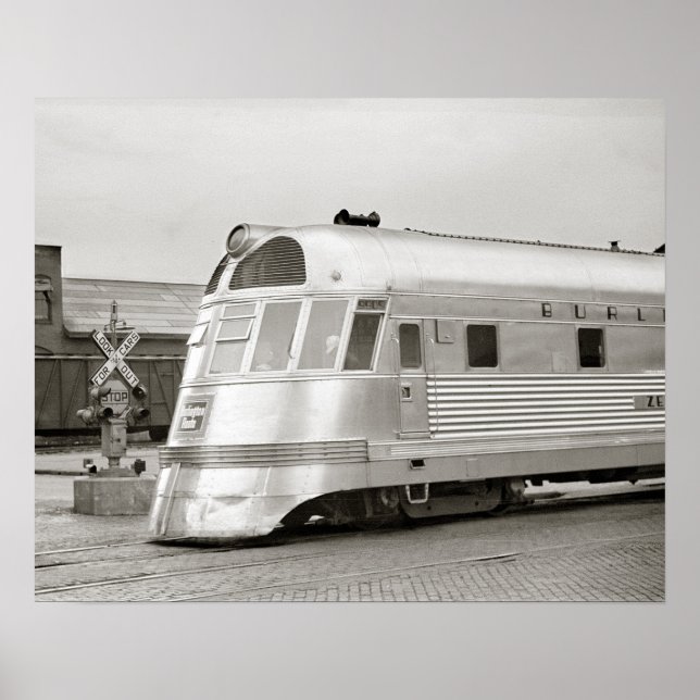 Zephyr Streamlining Train, 1939. Vintages Foto Poster (Vorne)
