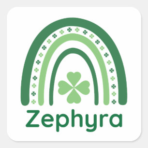 Zephyra Name Clover Boho Regenbogen Quadratischer Aufkleber