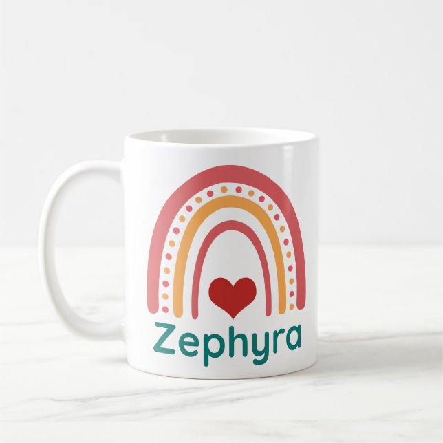 Zephyra Name Vintag Boho Rainbow Kaffeetasse (Links)