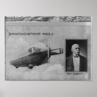 Zeppelin Airship Model 4 & Graf (Count) Zeppelin Poster