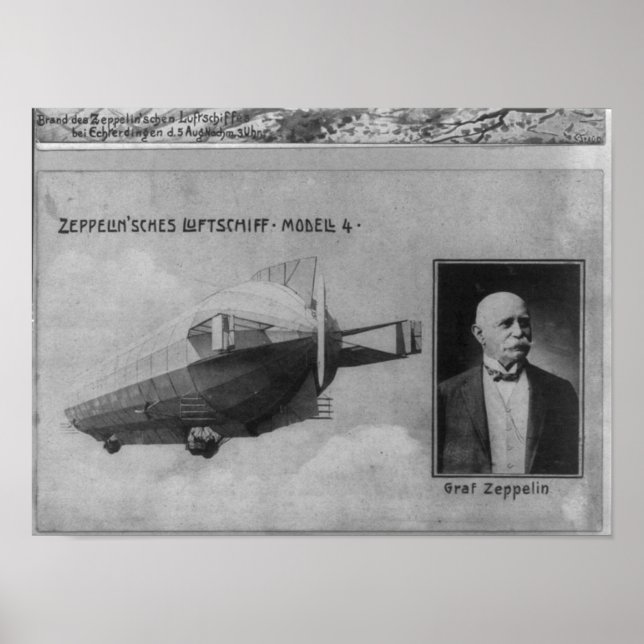 Zeppelin Airship Model 4 & Graf (Count) Zeppelin Poster (Vorne)