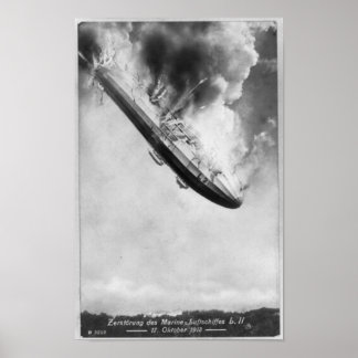 Zeppelin Burning Falling from Sky 1913 Poster