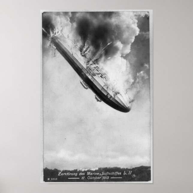 Zeppelin Burning Falling from Sky 1913 Poster (Vorne)