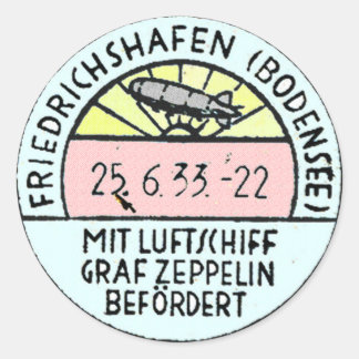 Zeppelin Design der Originalpostmark Runder Aufkleber