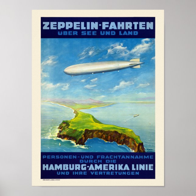 Zeppelin-Fahrten Deutschland Vintage Poster 1935 (Vorne)