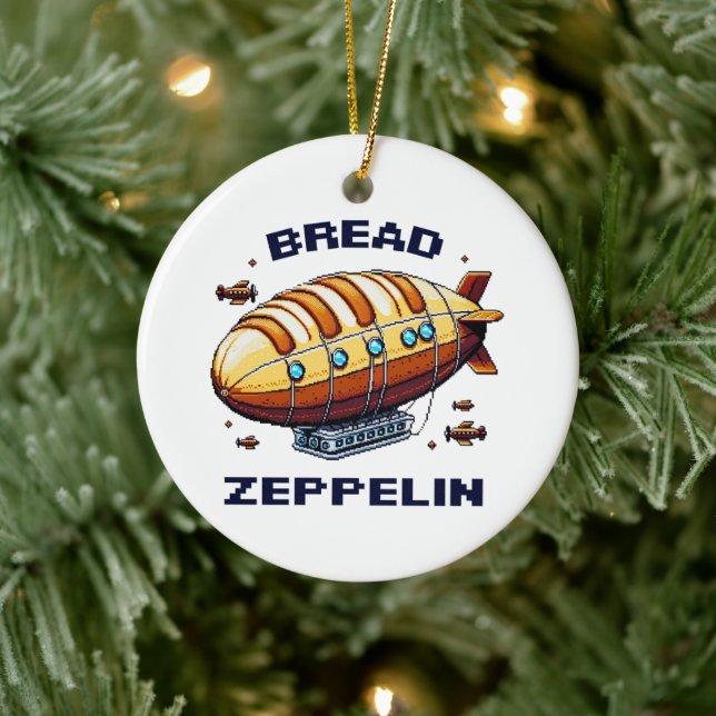 Zeppelin - Pixel Art Airship Retro Design Keramik Ornament (Baum)