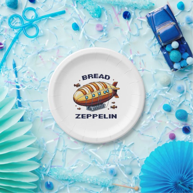 Zeppelin - Pixel Art Airship Retro Design Pappteller (Party)