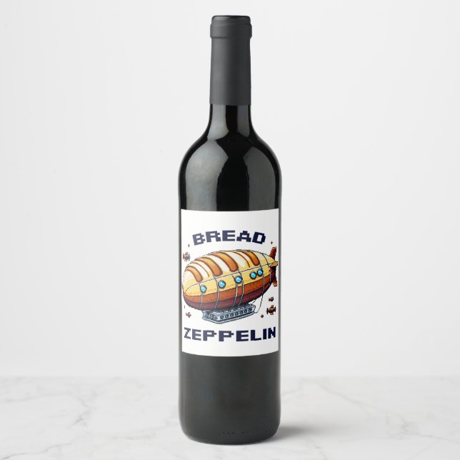 Zeppelin - Pixel Art Airship Retro Design Weinetikett (Vorderseite)