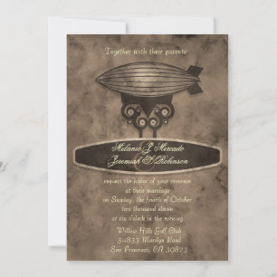 Zeppelin Steampunk Einladung zur Hochzeit