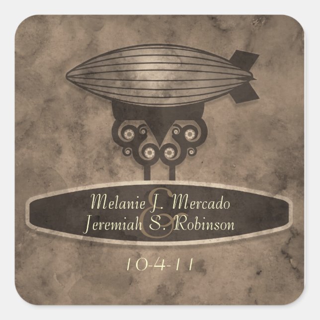 Zeppelin Steampunk Wedding Sticker (Vorderseite)