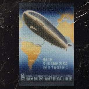 Zeppelin Über den Atlantik - Vintage Travel Ad Puzzle