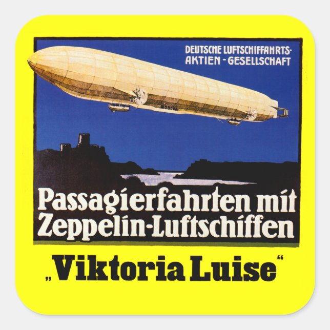 Zeppelin Viktoria Luise Quadratischer Aufkleber (Vorderseite)