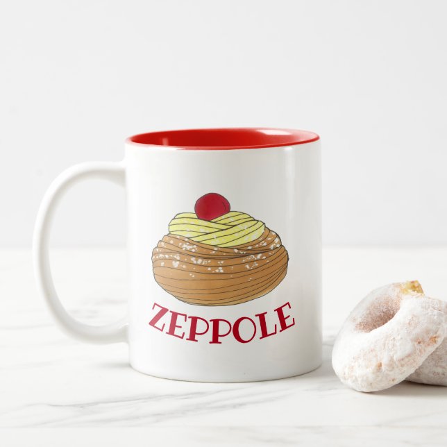 ZEPPOLE Italienischer Teiggebäck Feinschmecker Zweifarbige Tasse (Mit Donut)