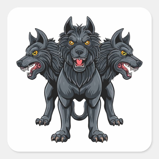 Zerberus Quadratischer Aufkleber (Vorderseite)