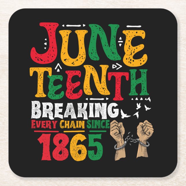 Zerbrechen jeder Kette seit 1865 Freiheit im Jungs Rechteckiger Pappuntersetzer (Vorderseite)