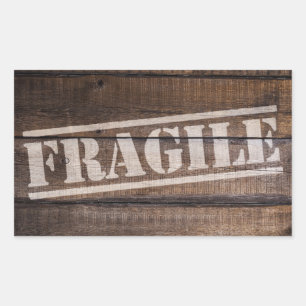 Zerbrechliche Holzkiste vintage Rechteckiger Aufkleber