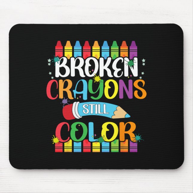 Zerbrochene Crayons immer noch Farbenbewusstsein f Mousepad (Vorne)