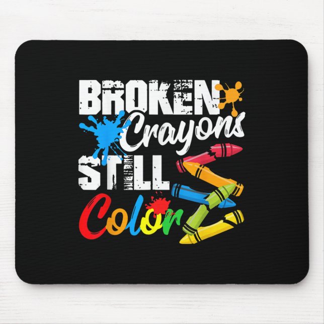 Zerbrochene Crayons immer noch Farbenbewusstsein f Mousepad (Vorne)