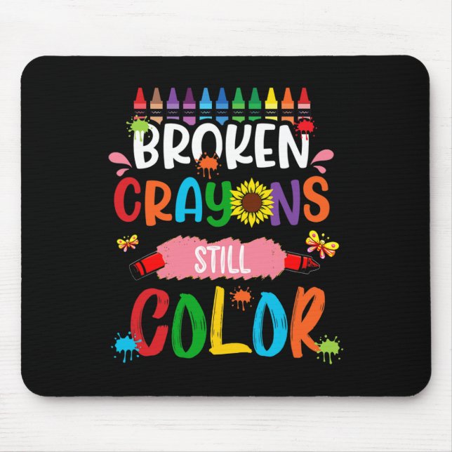 Zerbrochene Crayons immer noch Farbenbewusstsein f Mousepad (Vorne)