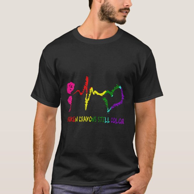 Zerbrochene Crayons immer noch Farbenbewusstsein f T-Shirt (Vorderseite)
