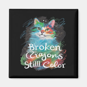 Zerbrochene Crayons noch Farbe Katzenlehrer Mental Magnet