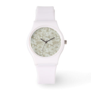 Zerbrochene Daisy-Strukturmuster in Kaffeecreme Armbanduhr