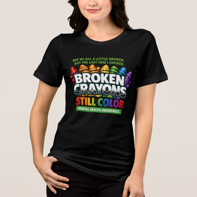 Zerbrochene Wachsmalstifte Tri-Blend Shirt (Vorderseite)