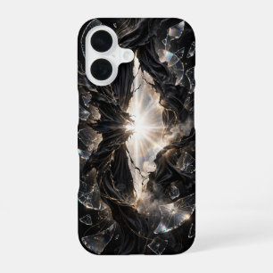 Zerbrochener Schleier des Lichts - Schwarzes Gold iPhone 16 Hülle