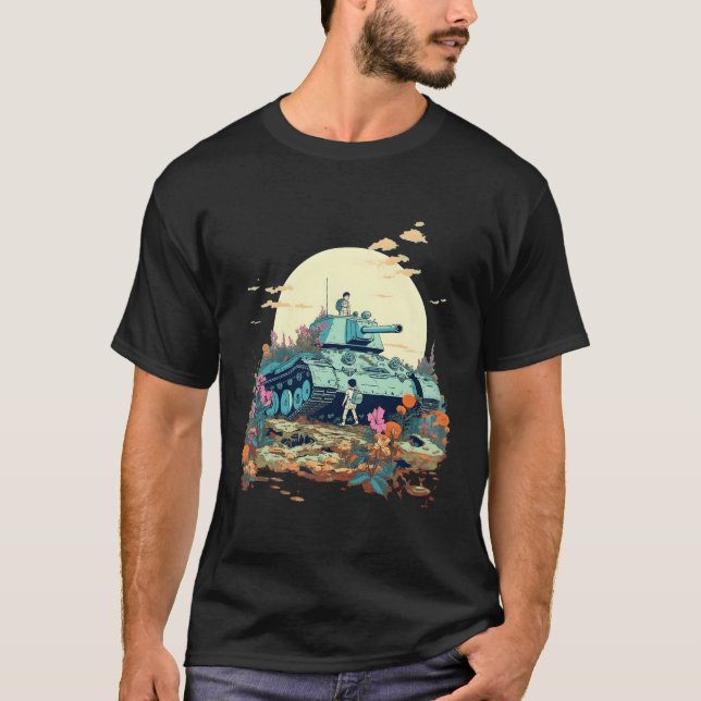 Zerbrochener Tank überwuchert mit Blume Frieden ni (Vorderseite)