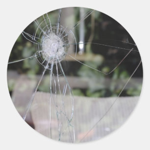 Zerbrochenes Fenster Runder Aufkleber