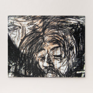 Zerbrochenes Herz über vergossene Rotweinkohle Puzzle