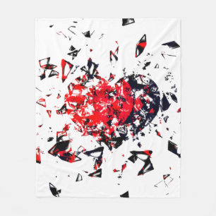Zerbrochenes Herz Version 2 Rot und Schwarz Fleecedecke