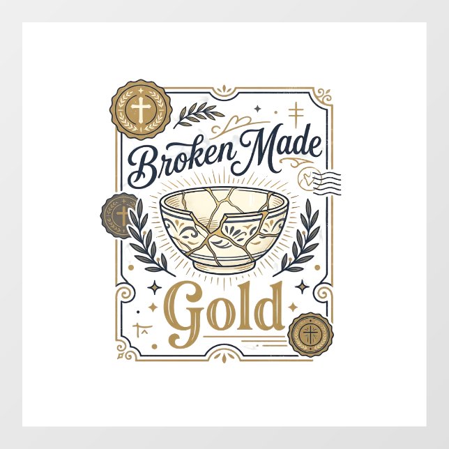 Zerbrochenes wird zu Gold Jesus Kintsugi zerbroche Fensteraufkleber (Blatt)