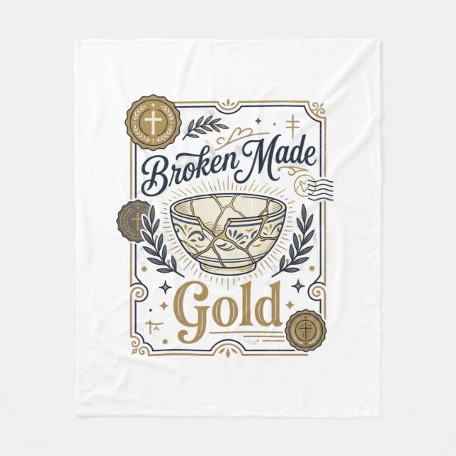 Zerbrochenes wird zu Gold Jesus Kintsugi Zerbroche Fleecedecke (Vorderseite)